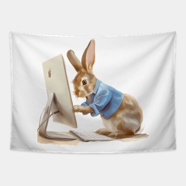 Peter rabbit computer programmer Tapestry by VelvetEasel