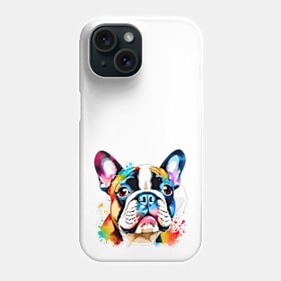 Cute Multicolored Frenchie Watercolor Portrait Phone Case