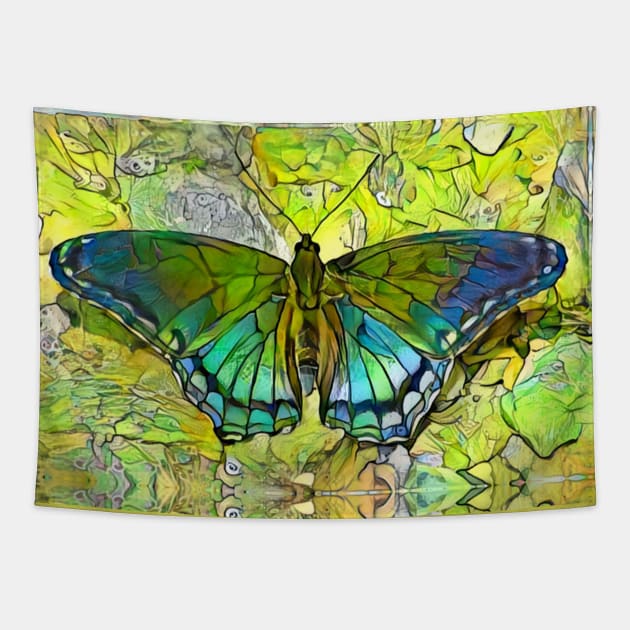 If Butterfly Flew Green Tapestry by JeanGregoryEvans1