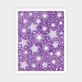 Snowflake Pattern design in Purple Background Magnet