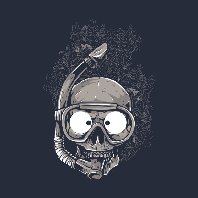 Skull in Scuba Mask by NiceIO