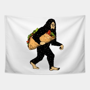 Bigfoot Carrying Taco Tapestry