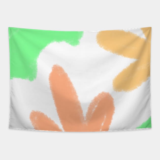 Green orange yellow watercolor art Tapestry by Simplecooldesignss