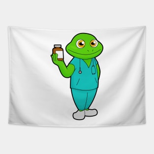 Frog as Nurse with Medicine & Stethoscope Tapestry