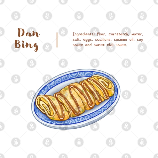 Taiwanese Breakfast 台式早餐 - Dan Bing (Egg Omelet) Illustration 蛋餅美食插畫 by Rose Chiu Food Illustration