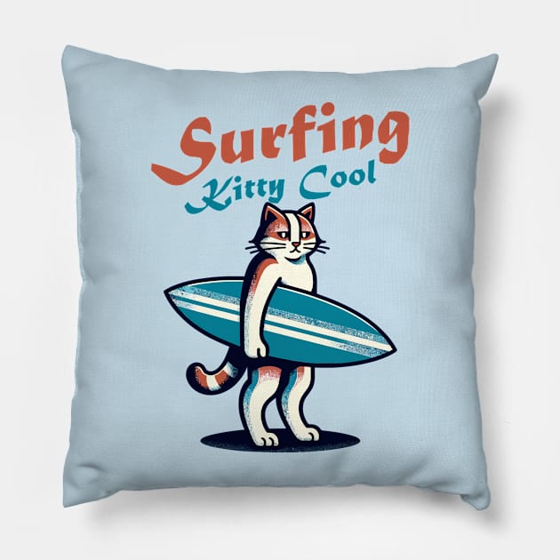 Surfing Cat Pillow by Art_Boys