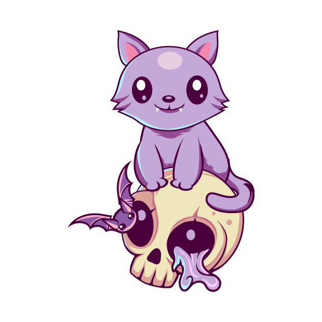 Skull Cat Kawaii by DionArts