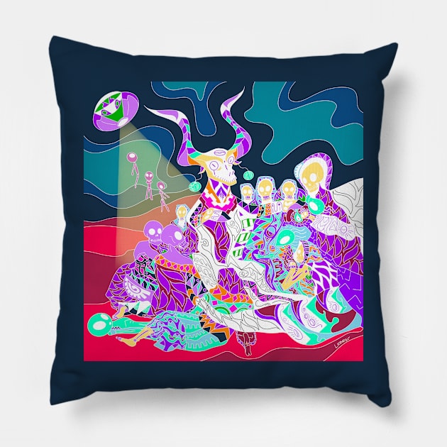 the coven affairs of alien and witches ecopop goya art Pillow by jorge_lebeau