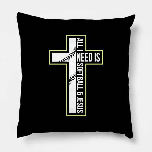 Softball And Jesus Pillow by dilger