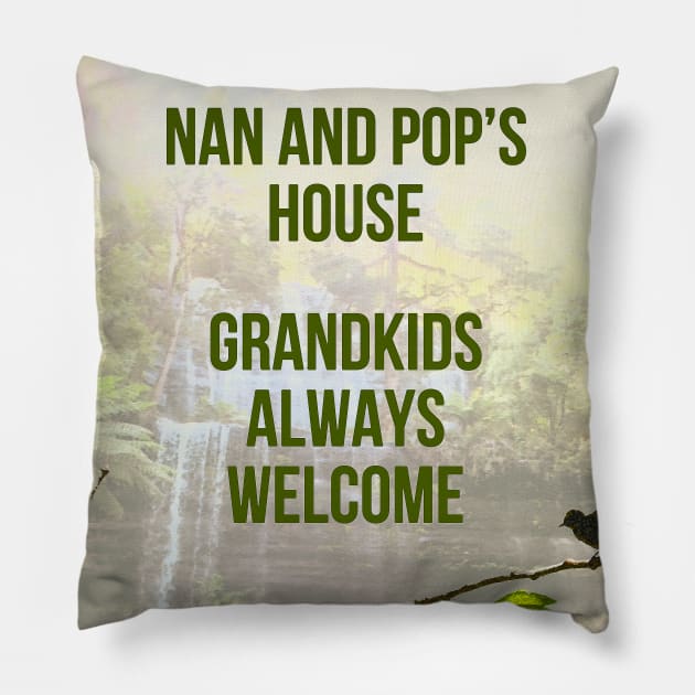 Nan and Pops House, Grandkids Welcome Pillow by Adam Clayton Graphics