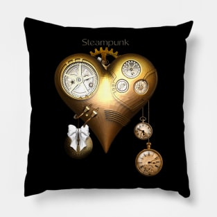 Steampunk heart, clocks and gears Pillow