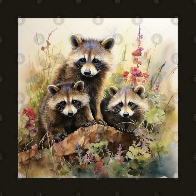 Three Cute Raccoons by tfortwo