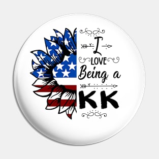 Vintage American Flag I Love Being A Kk Happy Independence Day Pin