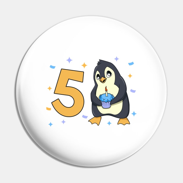 I am 5 with penguin - kids birthday 5 years old Pin by Modern Medieval Design