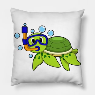 Turtle at Diving with Snorkel Pillow