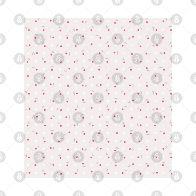Sweet cherries and polka dots in grey by runcatrun