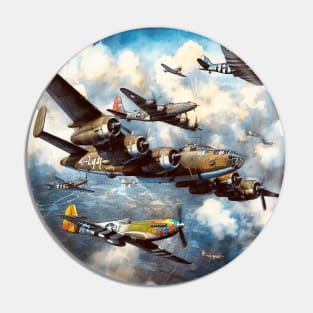 Fantasy illustration of WWII aircraft in battle Pin