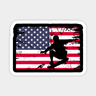 Funny 4th Of July USA Flag Skateboarding Boarder Magnet