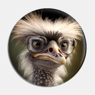 Ostrich with glasses 0.3 Pin