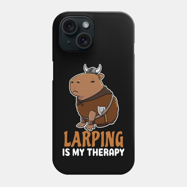 Larping is my therapy cartoon Capybara Viking Phone Case by capydays