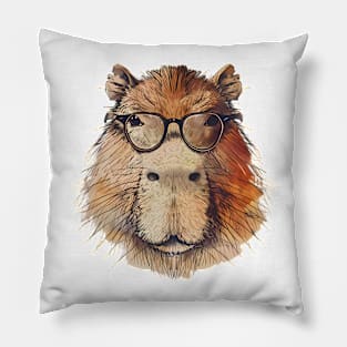 Chill Master with Specs: The Coolest Capybara Around! Pillow