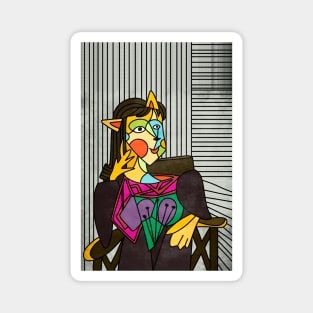 PABLO PICASSO PORTRAIT OF DORA MAAR cat parody Magnet