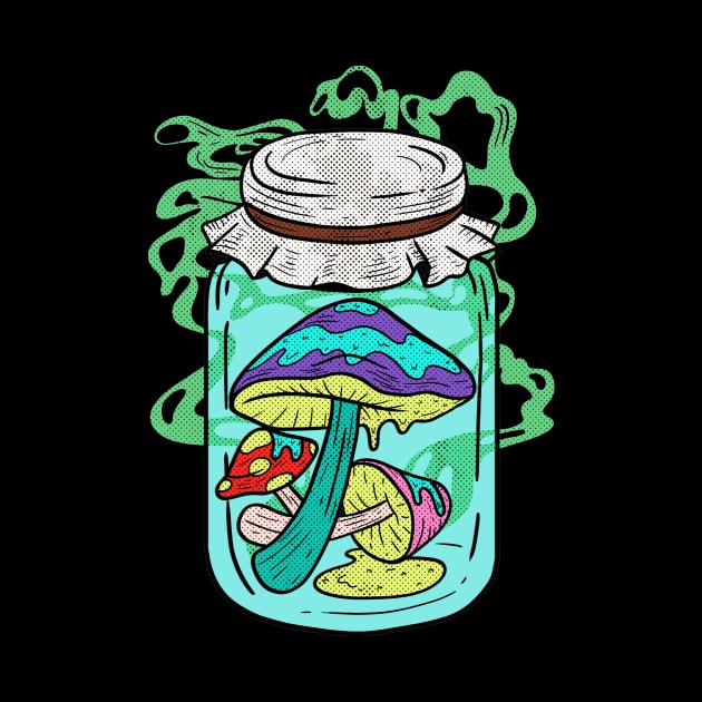 Psychedelic Mushrooms Mason Jar by Mooxy