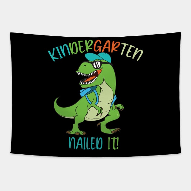 Dinosaur Kindergarten Nailed It Graduation Kids Tapestry by sevalyilmazardal