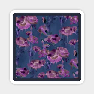 Blue Watercolor Floral Magnet