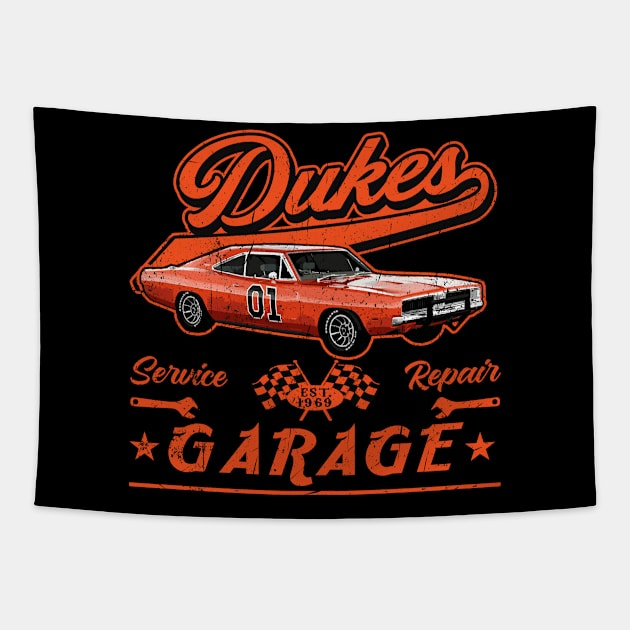 Dukes Garage Tapestry by Alema Art