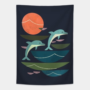 Sunset Dolphins Tapestry