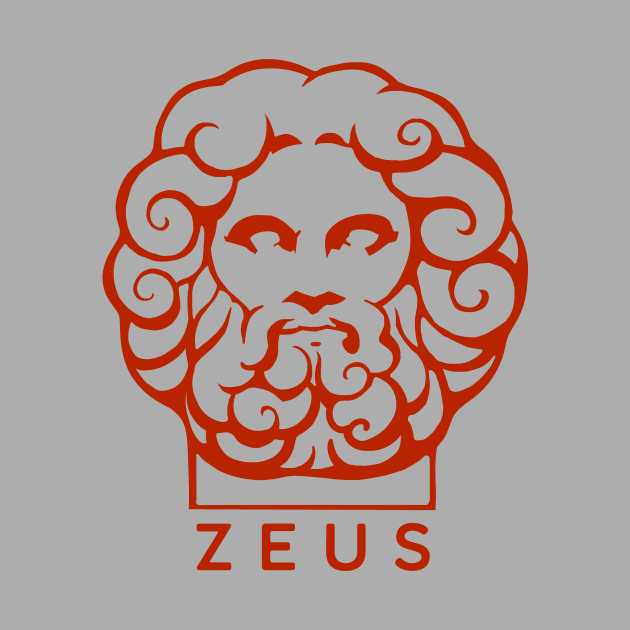 Zeus, Ancient Greece mythology, Stylized head with red ink by croquis design