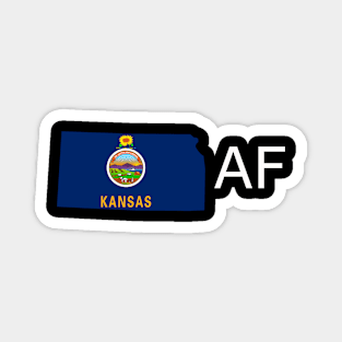 Kansas Flag State Outline AF (white) Magnet