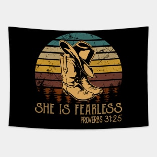 She Is Fearless Cowboy Boots Tapestry
