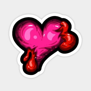 Pink Dead Zombie Heart Cartoon Illustration with Blood and for Valentines Day or Halloween Magnet