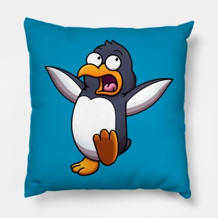 Scared Cartoon Penguin Pillow