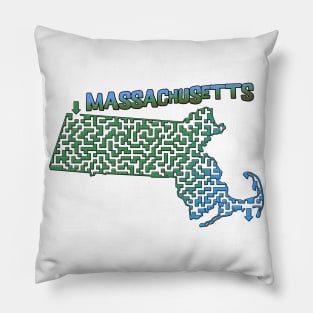 Massachusetts State Outline Maze & Labyrinth Pillow