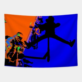 Comin' Through - Motocross Racers and Scooter Boy Tapestry