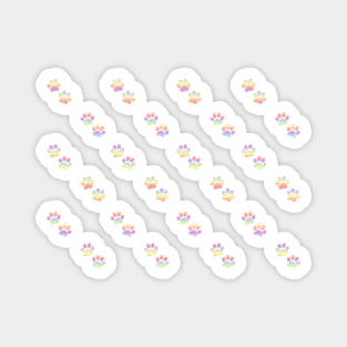 Mini Pastel Rainbow Horizontal Striped Paw Prints Magnet