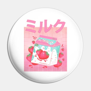 Retro 90s Japanese Kawaii Strawberry Milk Shake Carton Pin