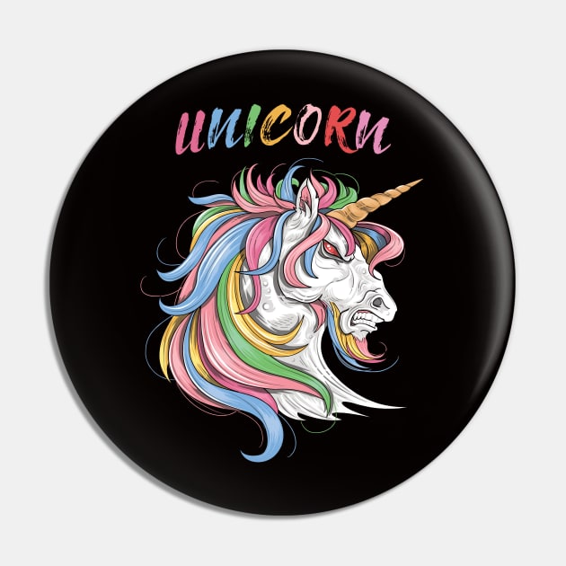 Angry Unicorn Lover Pin by JeffDesign