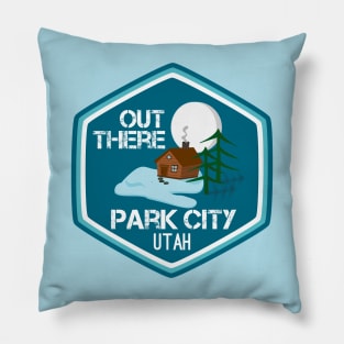 Out There Park City Cabin Blue Pillow