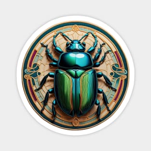 Shiny Blue Beetle Embroidered Patch Magnet