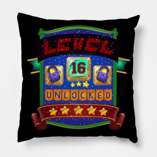 16th Birthday Sixteenth Birthday Gamer Pillow