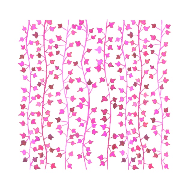 Watercolor Vines Pattern - Hot Pink by monitdesign