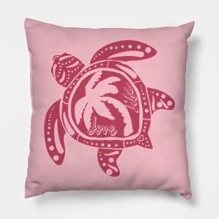 Pink Love Life Sea Turtle Pillow