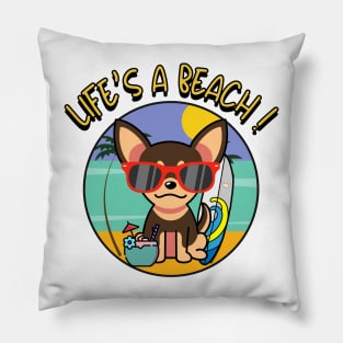 Cute small dog Goes to the beach Pillow