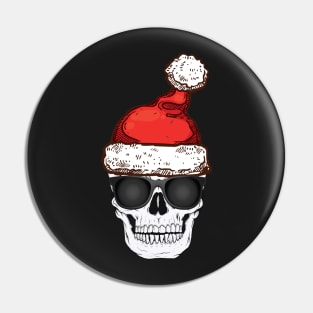 Creepy Christmas Skeleton Santa Hat Pin