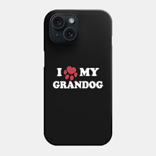 I Love My Grandog Red Paw For Old Dogs Phone Case