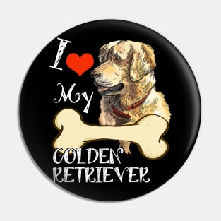 Golden Retriever T-Shirt - I Love My Golden Retriever Pin